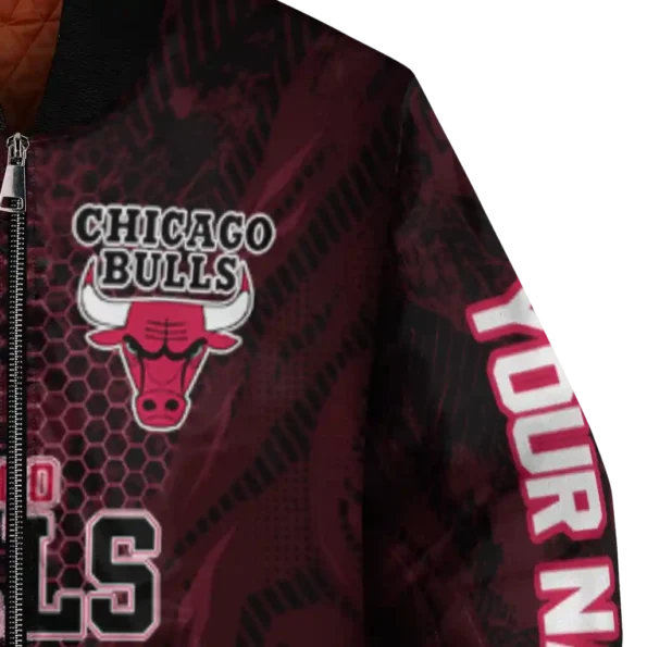 custom chicago bulls hexagon mesh red black bomber jacket premium grade