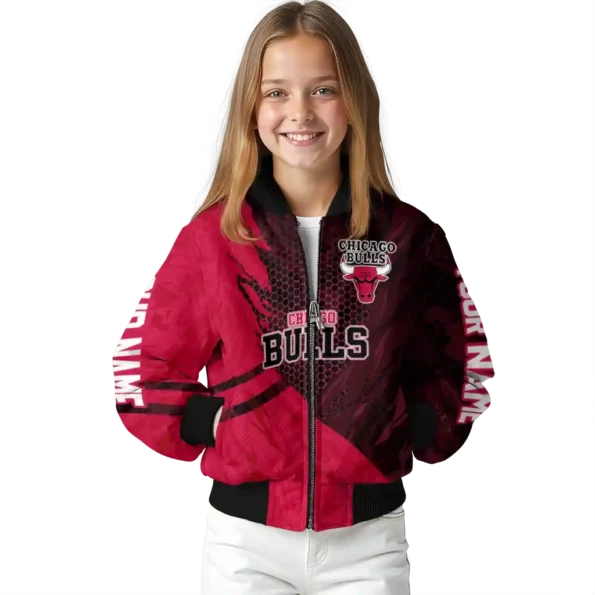 custom chicago bulls hexagon mesh red black bomber jacket top rated