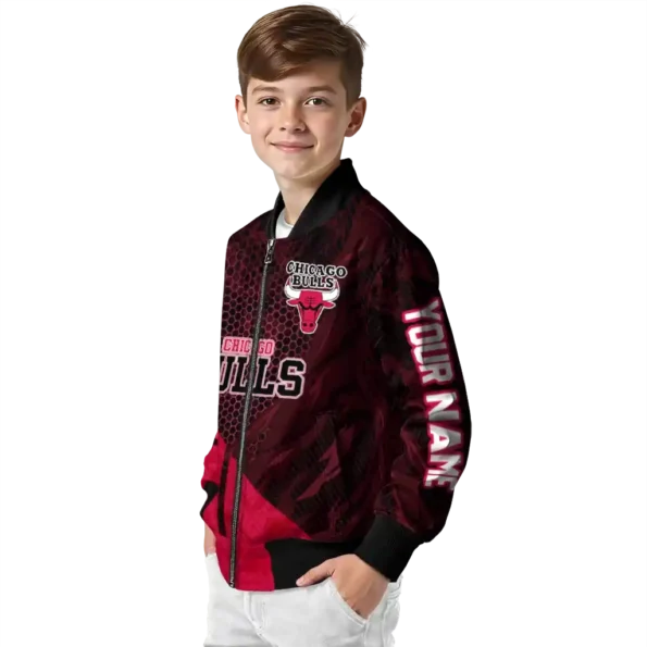 custom chicago bulls hexagon mesh red black bomber jacket trendy