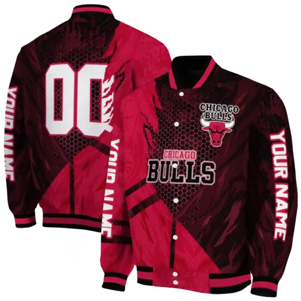 custom chicago bulls hexagon mesh red black varsity jacket fashion forward.webp