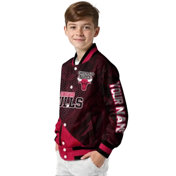 custom chicago bulls hexagon mesh red black varsity jacket trendy.webp