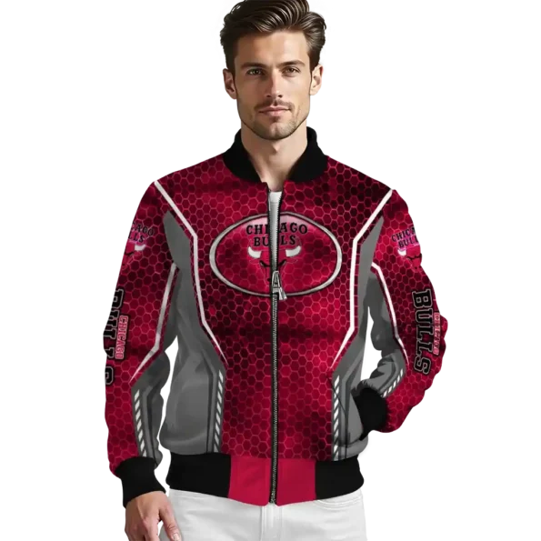 custom chicago bulls power plate red bomber jacket high quality