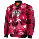 custom chicago bulls pyramid shapes red bomber jacket best selling
