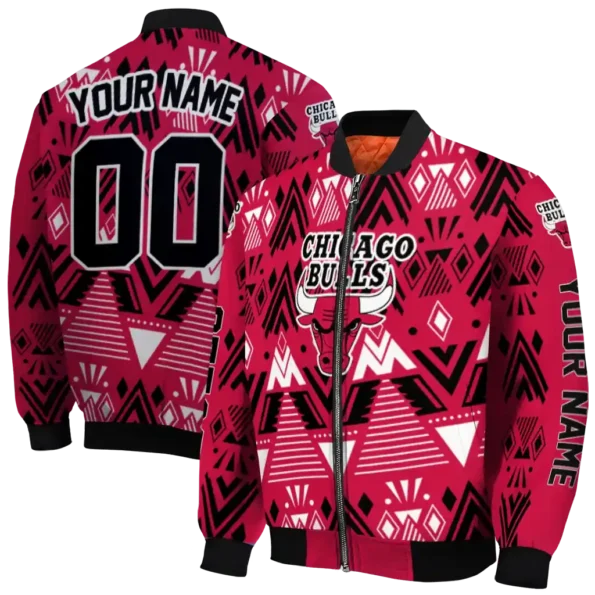 custom chicago bulls pyramid shapes red bomber jacket fashion forward