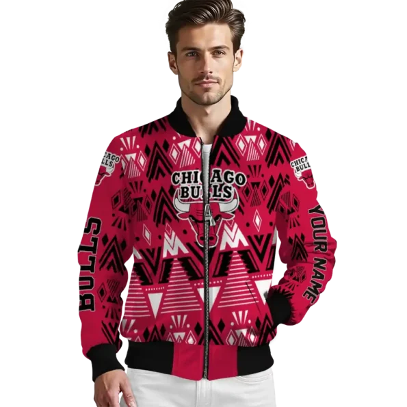 custom chicago bulls pyramid shapes red bomber jacket high quality