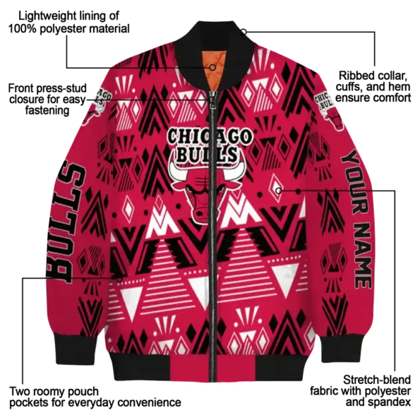custom chicago bulls pyramid shapes red bomber jacket new arrival