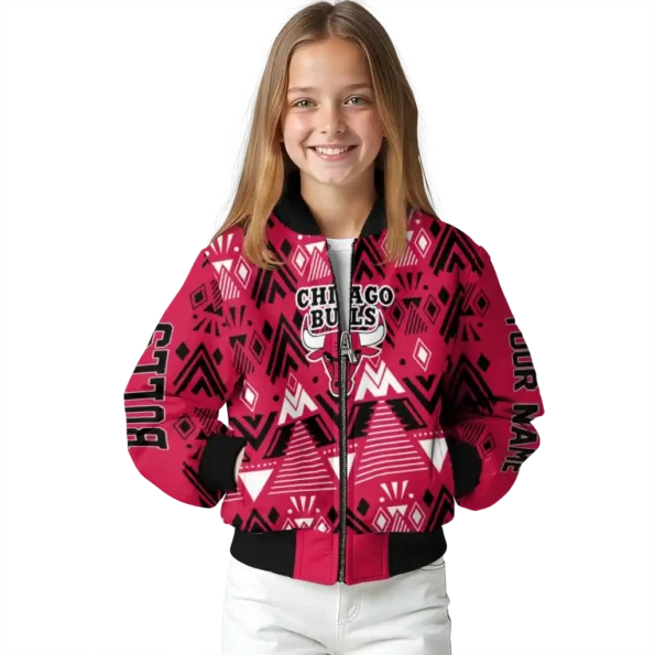 custom chicago bulls pyramid shapes red bomber jacket top rated