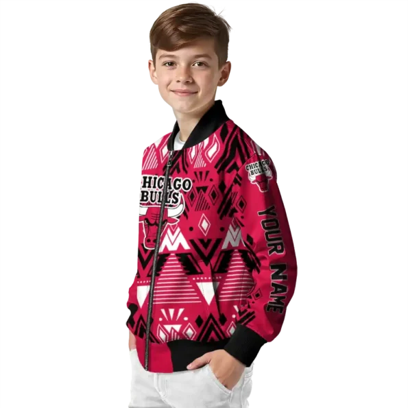 custom chicago bulls pyramid shapes red bomber jacket trendy