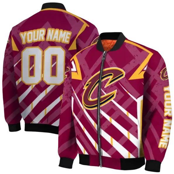 custom cleveland cavaliers chevron angles wine bomber jacket fashion forward