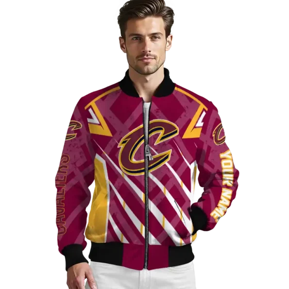 custom cleveland cavaliers chevron angles wine bomber jacket high quality