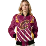 custom cleveland cavaliers chevron angles wine bomber jacket best selling
