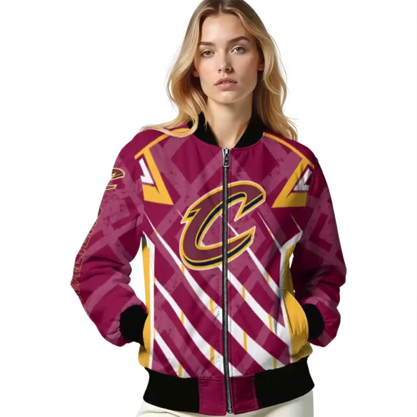 custom cleveland cavaliers chevron angles wine bomber jacket latest model
