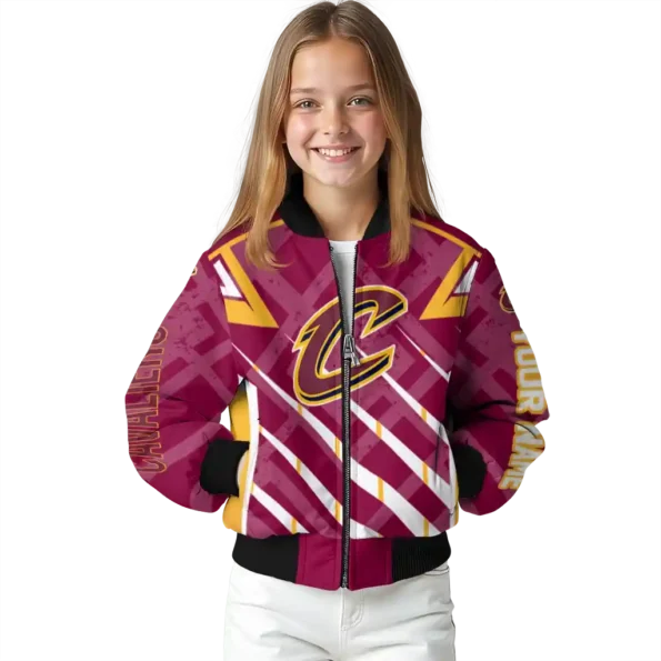 custom cleveland cavaliers chevron angles wine bomber jacket top rated