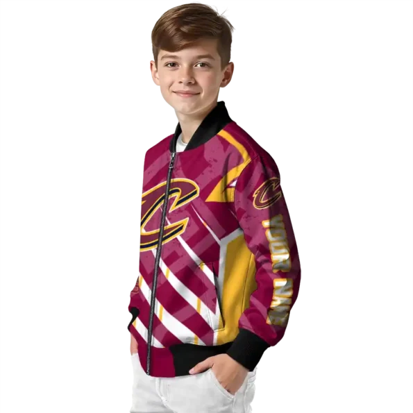 custom cleveland cavaliers chevron angles wine bomber jacket trendy