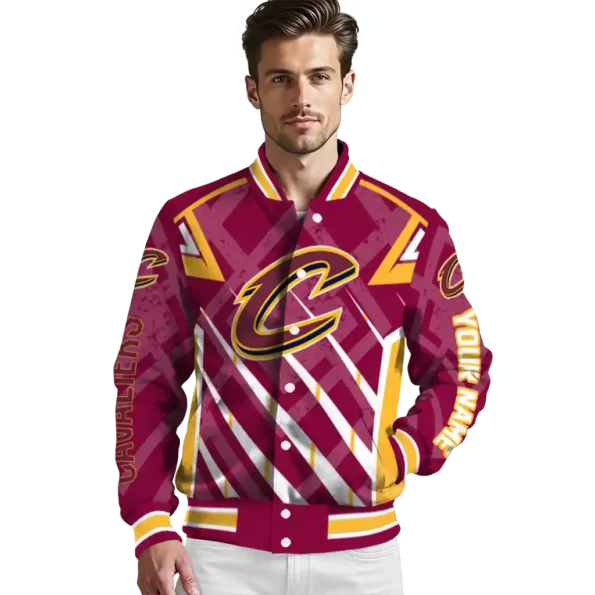 custom cleveland cavaliers chevron angles wine varsity jacket high quality.webp