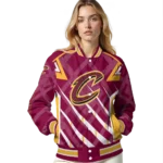 custom cleveland cavaliers chevron angles wine varsity jacket best selling.webp