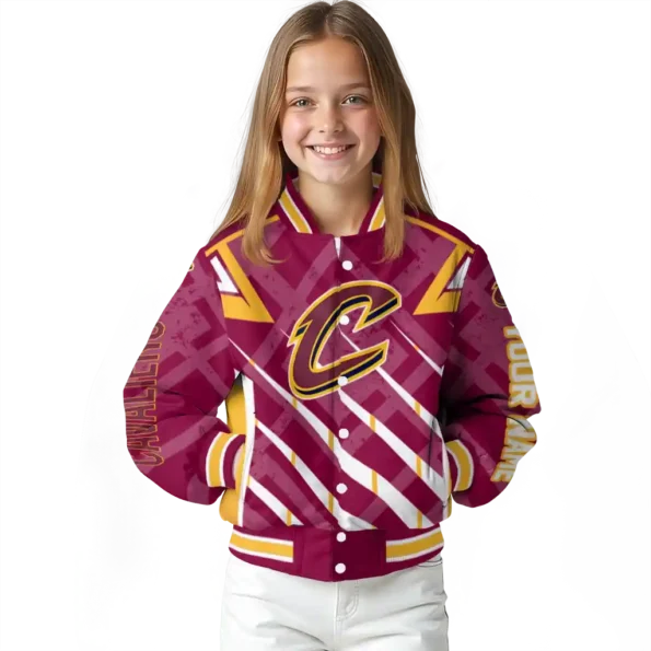 custom cleveland cavaliers chevron angles wine varsity jacket top rated.webp