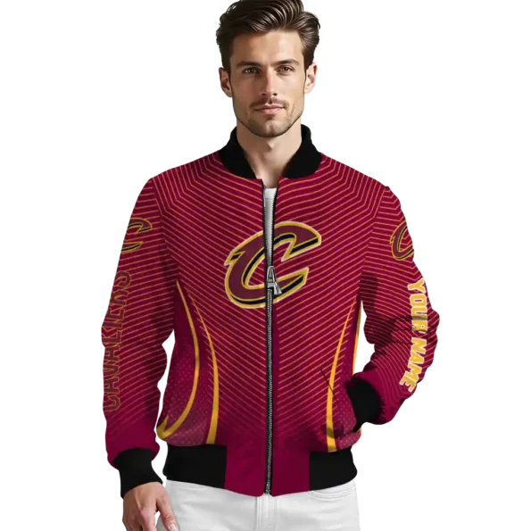 custom cleveland cavaliers chevron arrow wine bomber jacket high quality