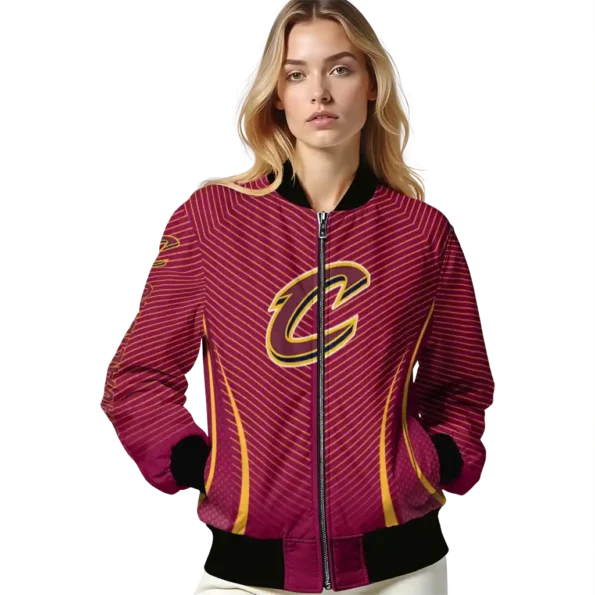 custom cleveland cavaliers chevron arrow wine bomber jacket latest model
