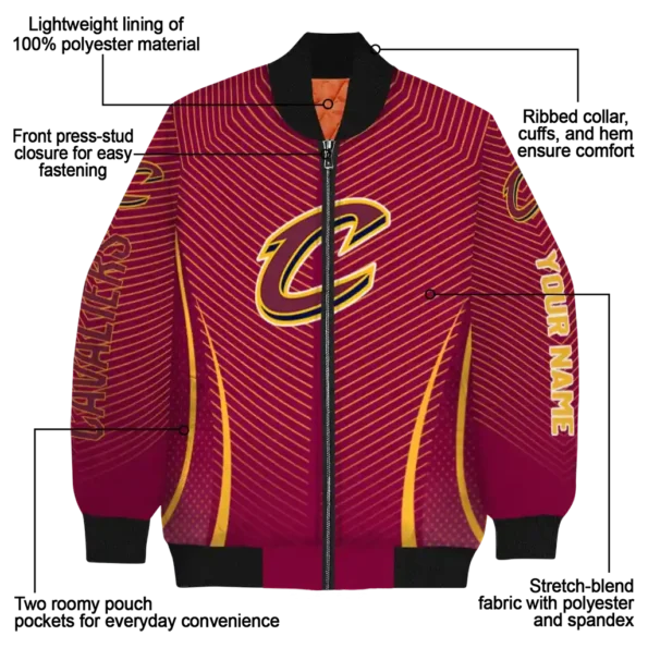 custom cleveland cavaliers chevron arrow wine bomber jacket new arrival