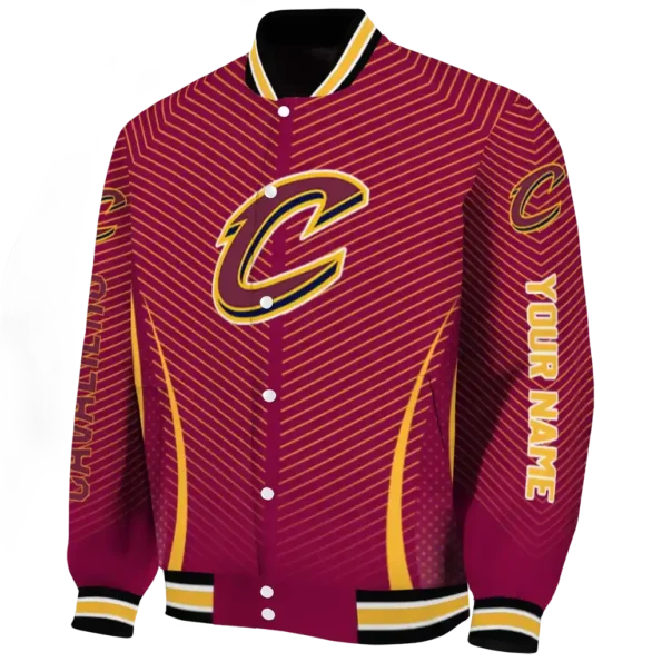 custom cleveland cavaliers chevron arrow wine varsity jacket best selling.webp