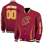 custom cleveland cavaliers chevron arrow wine varsity jacket best selling.webp