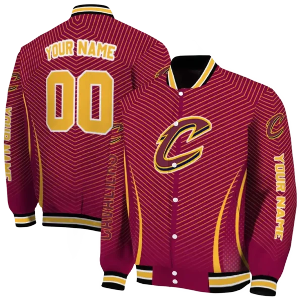 custom cleveland cavaliers chevron arrow wine varsity jacket fashion forward.webp
