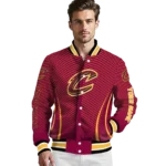 custom cleveland cavaliers chevron arrow wine varsity jacket best selling.webp