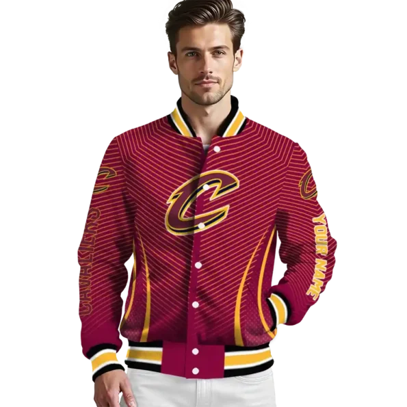 custom cleveland cavaliers chevron arrow wine varsity jacket high quality.webp