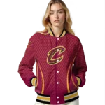 custom cleveland cavaliers chevron arrow wine varsity jacket best selling.webp