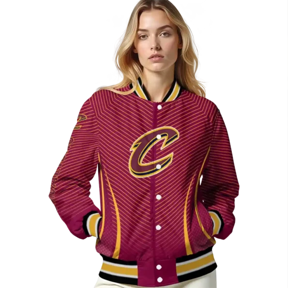 custom cleveland cavaliers chevron arrow wine varsity jacket latest model.webp