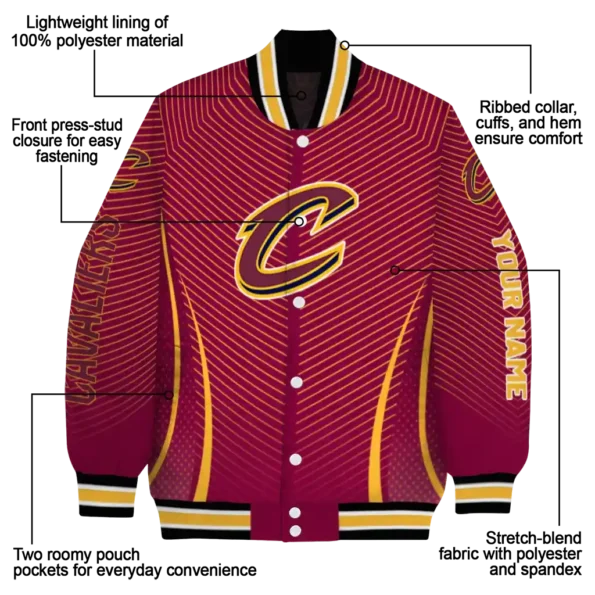 custom cleveland cavaliers chevron arrow wine varsity jacket new arrival.webp