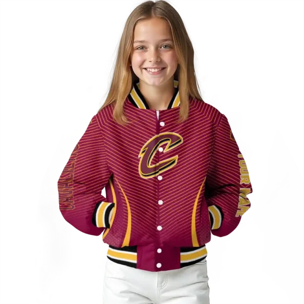 custom cleveland cavaliers chevron arrow wine varsity jacket top rated.webp
