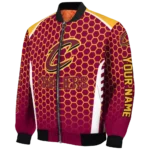 custom cleveland cavaliers hexagon grid wine bomber jacket best selling