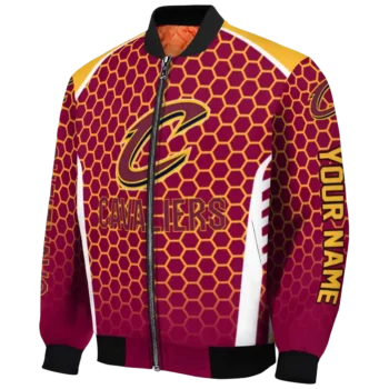 custom cleveland cavaliers hexagon grid wine bomber jacket best selling