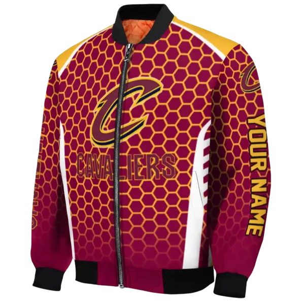 custom cleveland cavaliers hexagon grid wine bomber jacket best selling
