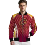 custom cleveland cavaliers hexagon grid wine bomber jacket best selling