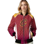 custom cleveland cavaliers hexagon grid wine bomber jacket best selling