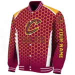 custom cleveland cavaliers hexagon grid wine varsity jacket best selling.webp