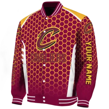 custom cleveland cavaliers hexagon grid wine varsity jacket best selling.webp