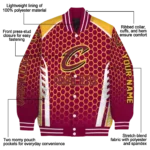 custom cleveland cavaliers hexagon grid wine varsity jacket best selling.webp