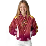 custom cleveland cavaliers hexagon grid wine varsity jacket best selling.webp