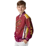 custom cleveland cavaliers hexagon grid wine varsity jacket best selling.webp
