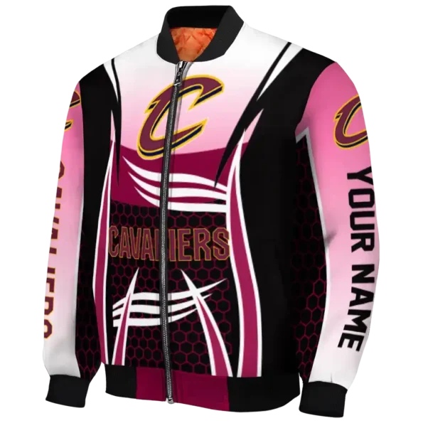 custom cleveland cavaliers mesh effect wine black bomber jacket best selling