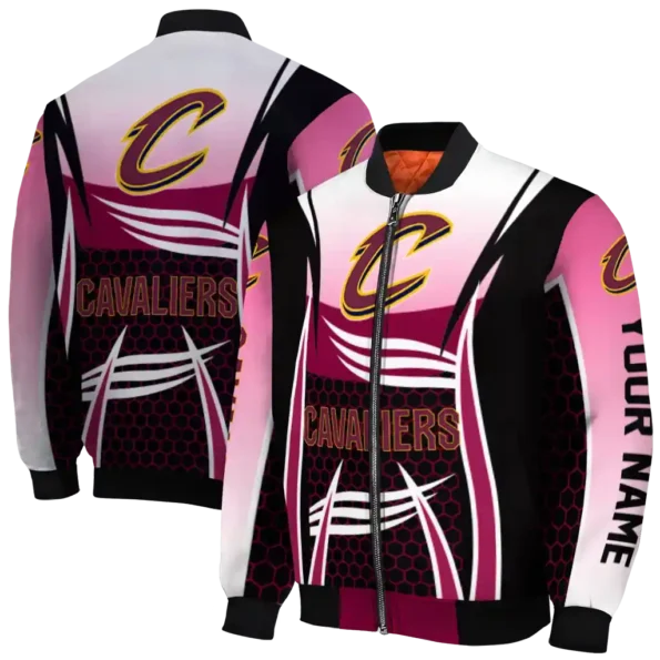custom cleveland cavaliers mesh effect wine black bomber jacket fashion forward