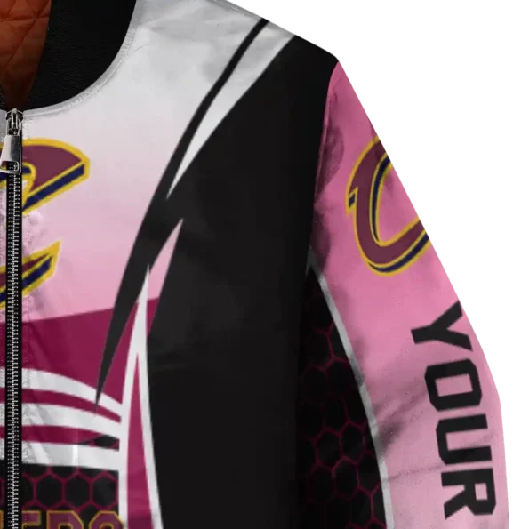 custom cleveland cavaliers mesh effect wine black bomber jacket premium grade