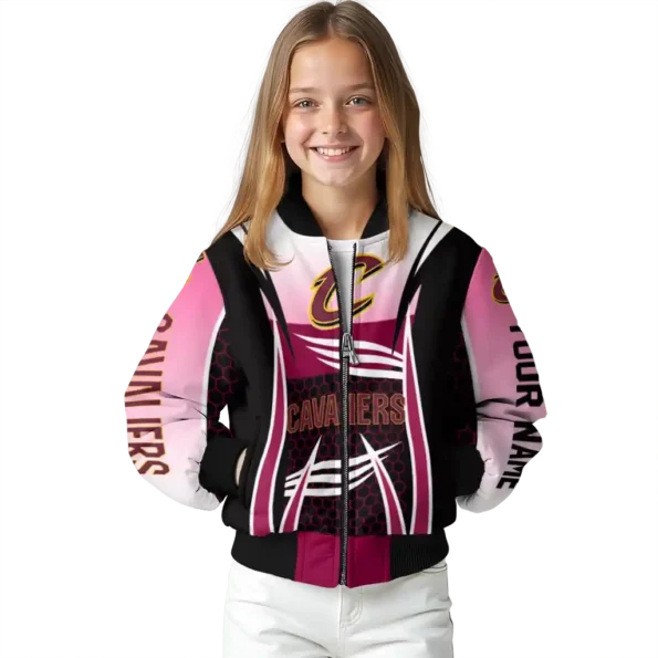 custom cleveland cavaliers mesh effect wine black bomber jacket top rated