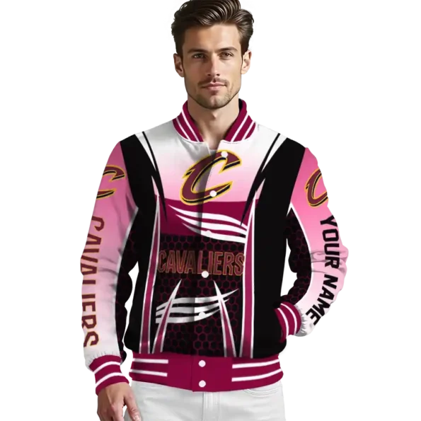 custom cleveland cavaliers mesh effect wine black varsity jacket high quality.webp