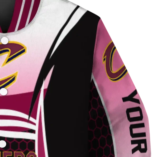 custom cleveland cavaliers mesh effect wine black varsity jacket premium grade.webp