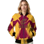 custom cleveland cavaliers spider mark wine bomber jacket best selling